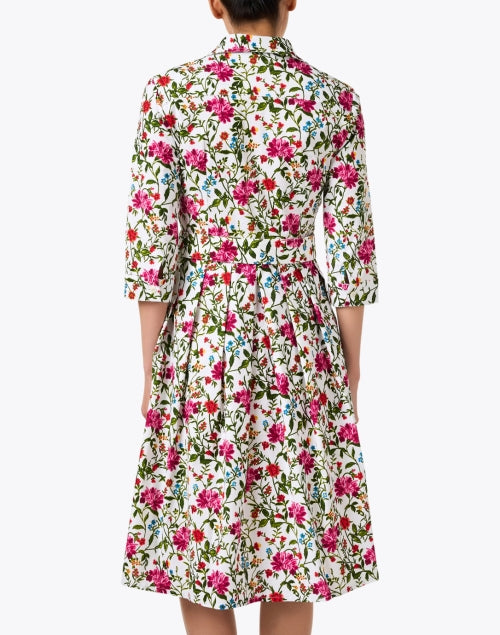 Elegant Audrey White Stretch Cotton Dress with Floral Print