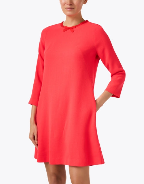 Tara Red Poppy-colored Lightweight Wool Crepe Mini Shift Dress