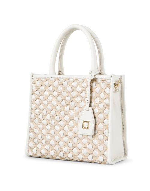 Elegant Ayesha White and Tan Leather Handheld Tote Bag