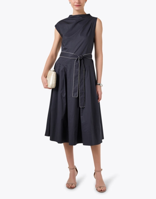 Navy Blue Asymmetrical Women's Fashion Dress
