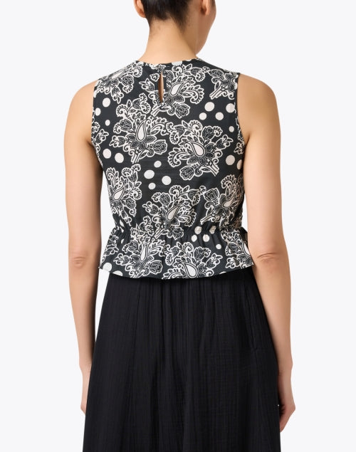 Stylish Irene Black and White Patterned Sleeveless Cotton Top for Women
