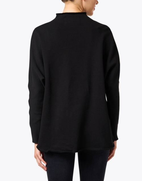 Stylish Effie Black Cotton Relaxed Funnel Neck Sweatshirt for Fall