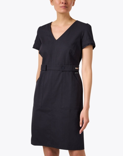 Albenga Navy Blue 100% Cotton Women's Sheath Style Dress for Work and Weekend