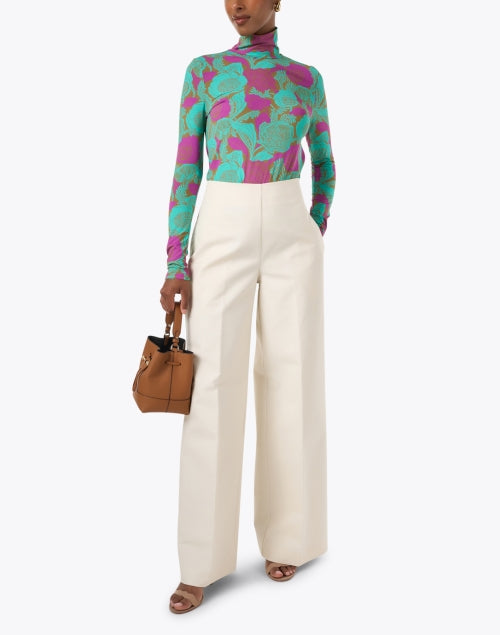 Stylish Multi - Floral Print Women's Turtleneck Top for Fashionable Outfits