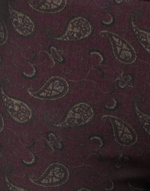 Avenue Montaigne Women's Pars Burgundy Paisley Print Stretch Pull-On Ankle Straight-Leg Pants