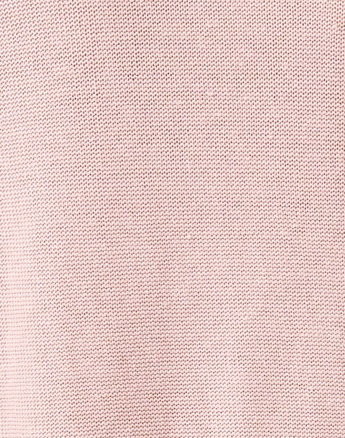 Charming Pink Relaxed-Fit 100% Linen Sweater with Ribbed Trim