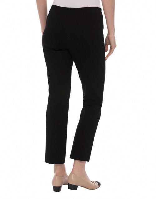 Stylish Black Ponte Straight-Leg Cropped Pants with Elastic Waist