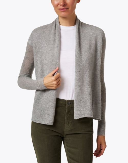 Grey Mini Trapeze Style Cashmere Women's Cardigan for Layering