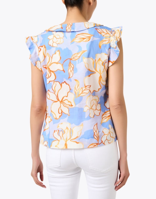 Ava Women's Blue Floral Patterned Cotton Blouse