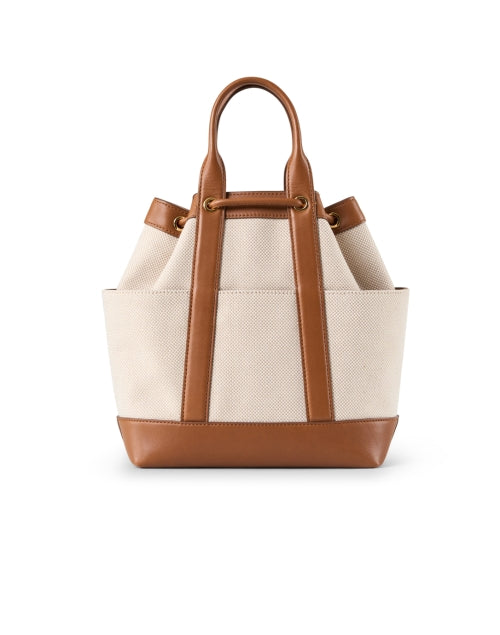Stylish Tan Mixed Canvas and Leather Goody Bag for Modern Women