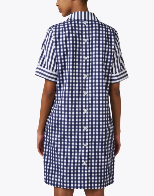 Stylish Aileen Navy and White Striped 100% Cotton Shirt Dress