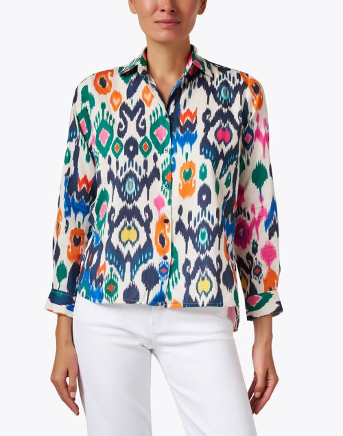 Isabella Stylish Multi - Pattern Ikat Cotton Blend Women's Blouse
