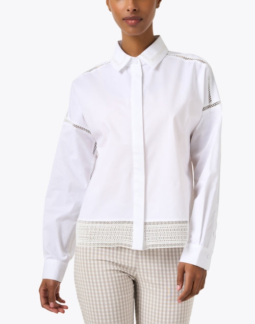 Elegant Sophie White Cotton Top with Delicate Lace Trim