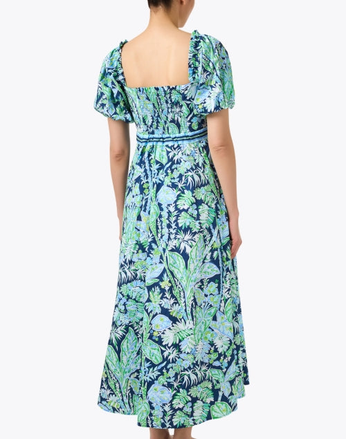 Navy Blue Floral Print Women's Promenade Dress for Casual and Special Occasions