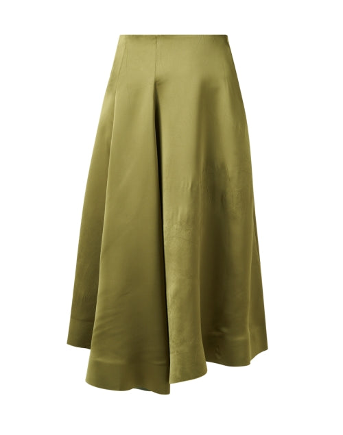 Elegant Green Draped Women's Midi Skirt