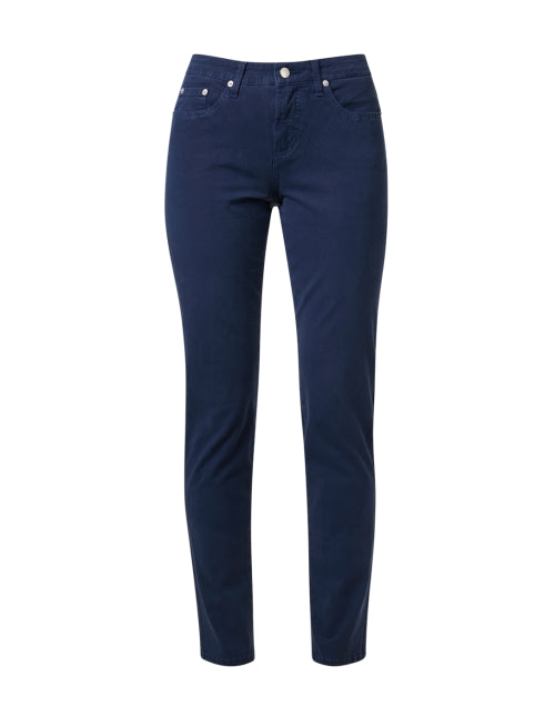 Navy Blue Stretchable Cotton Twill Slim Straight-Leg Jeans