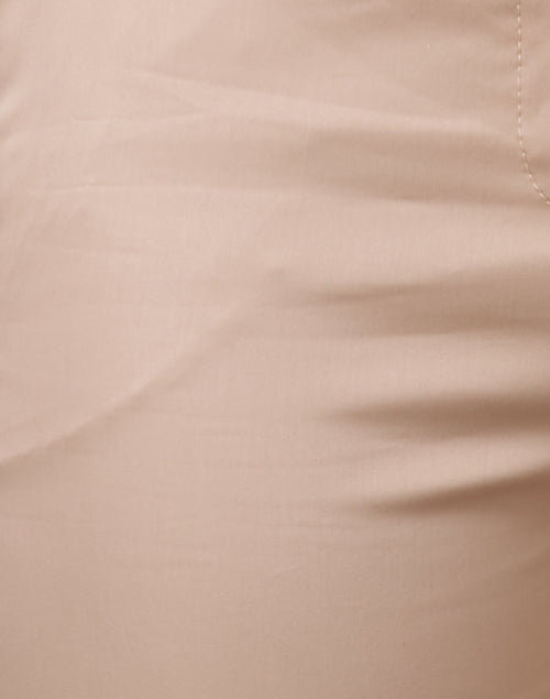 Beige Stretch Cotton Split Hem Straight Leg Pants for Effortless Style