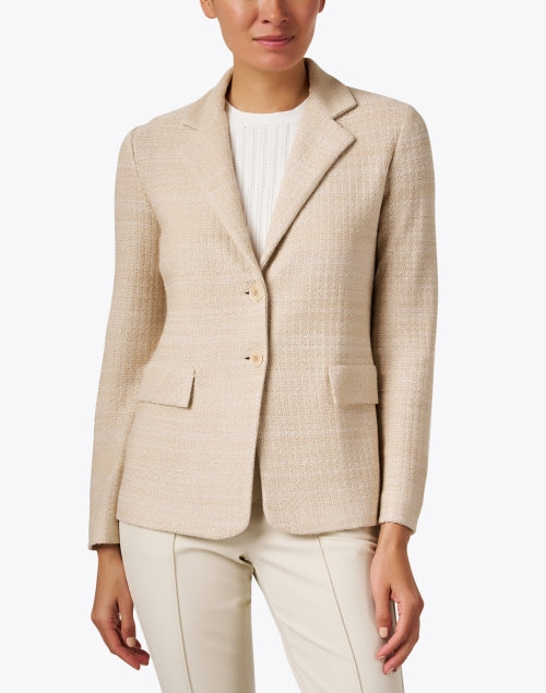Stylish Beige Cotton - Linen Blend Orsola Jacket by Amina Rubinacci