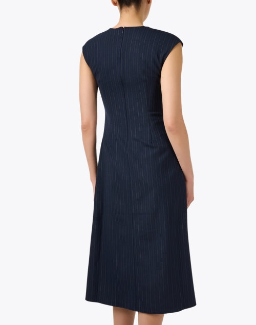 Navy Classic Pinstripe Women's Formal Dress