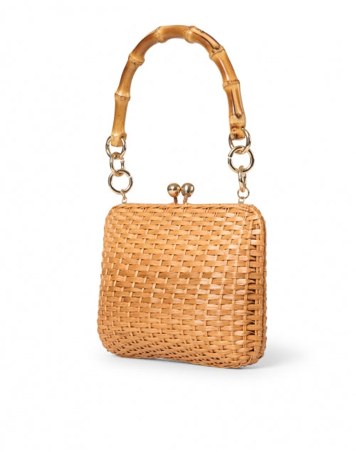 Serpui's Retro-Inspired Giulia Light Honey Wicker Handbag with Top Handle