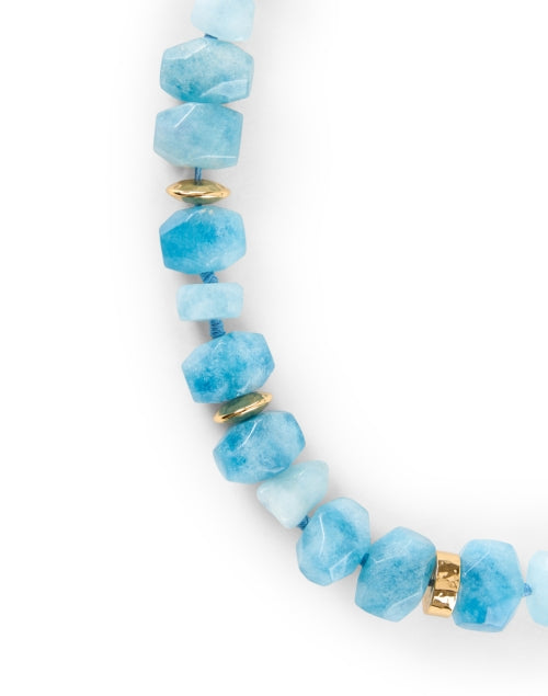 Stunning Gold and Azure Stone Beaded Necklace for Daily Wear