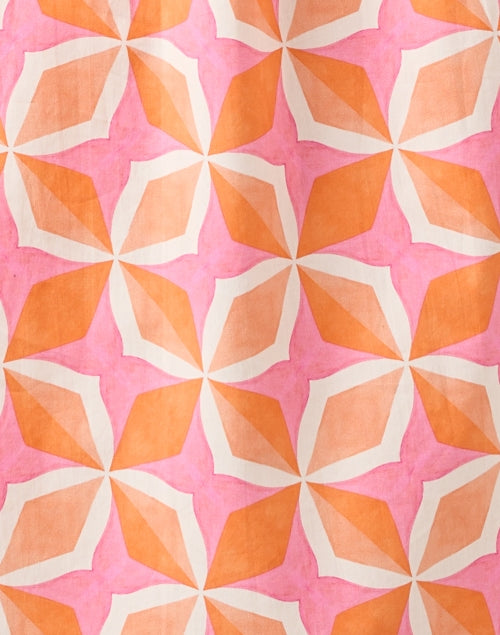 Stylish Orange and Pink Geometric Print Cotton Dress for Warm Weather
