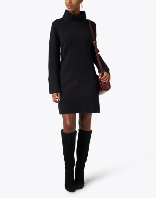 Laura Women's Transitional Black Cotton Cashmere Blend Tunic Style Dress
