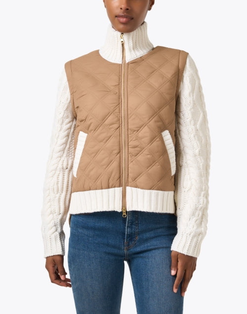 Veronica Beard Patra Ivory and Beige Quilted Women's Jacket for Colder Months