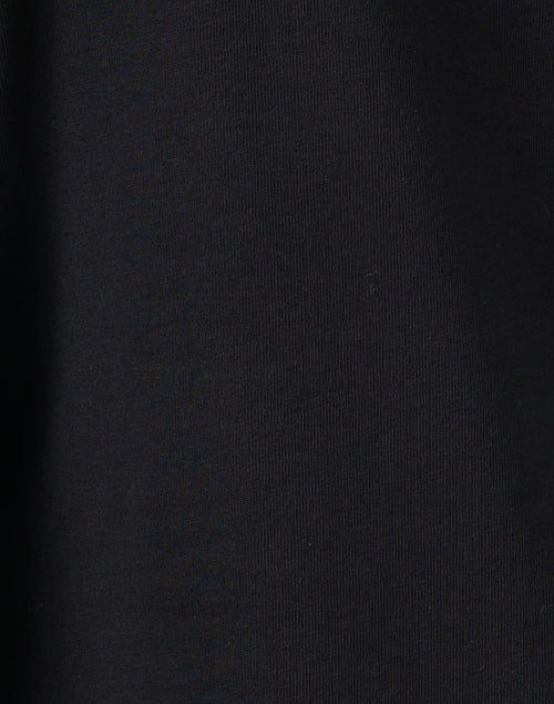 Stylish Black Cotton Knit Top with Embroidered White Stitch Detail