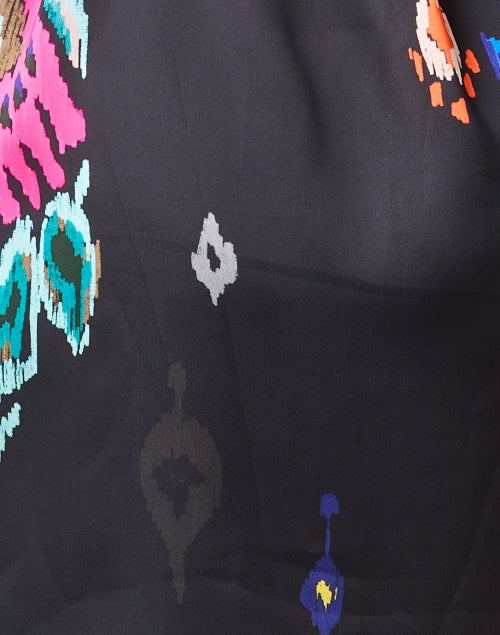 Vilagallo's Lightweight Black Ana Ikat Printed Shirt Dress
