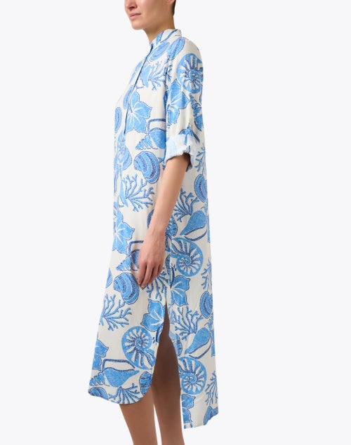 Stylish Traveler's Dress with Blue Hibiscus Print
