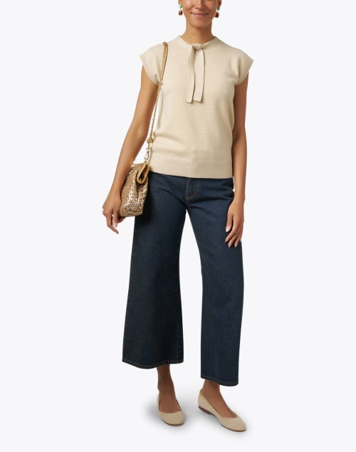 Navy Blue Wide-Leg Cropped Ankle Jean by Frances Valentine - Judy Style