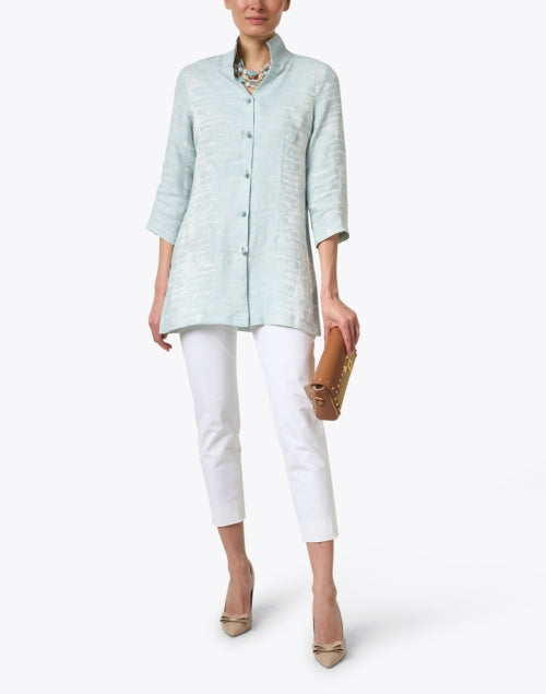Rita Women's Blue Linen Shalamar Style Jacket for Fashionable Wear