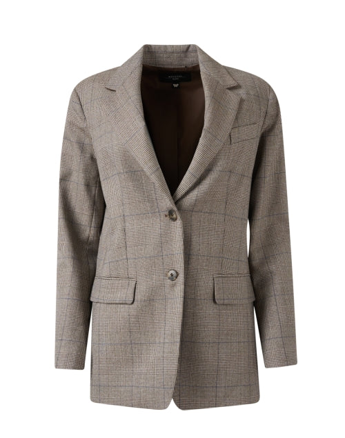 Weekend Max Mara Burgos Men's or Women's Grey Checked Wool Single - Breasted Blazer for Stylish Layering