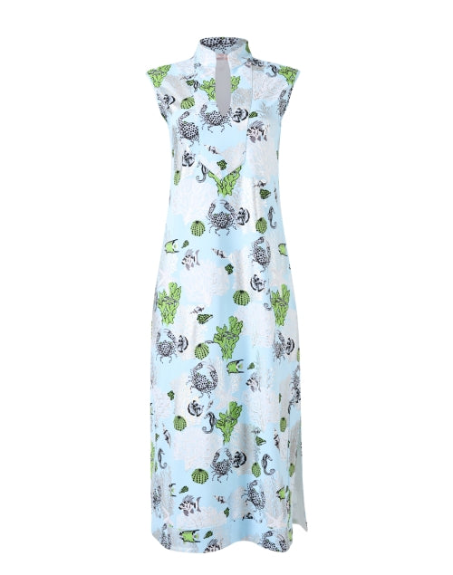 Kristen Women's Blue Ocean Patterned Midi Dress by Jude Connally
