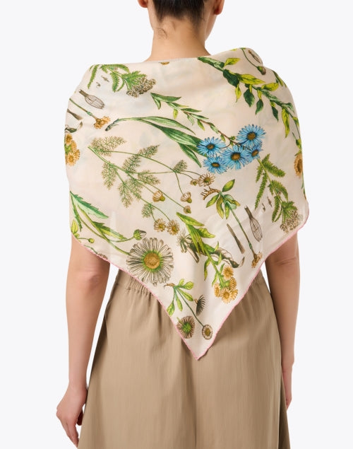 Elegant Margherita Pink Floral Patterned Cashmere Blend Scarf for Women's Fashion