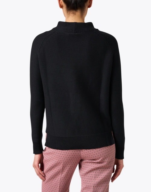 Stylish Black Cotton Sweater with Garter Stitch Design