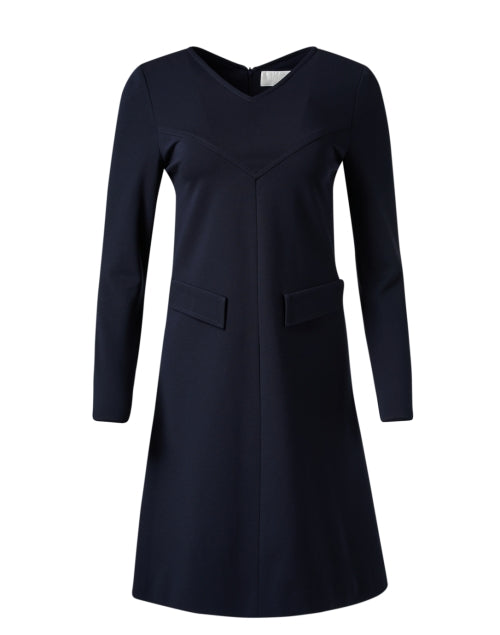 Stylish Sky Blue Navy Wool Jersey Mini Dress for Timeless Elegance