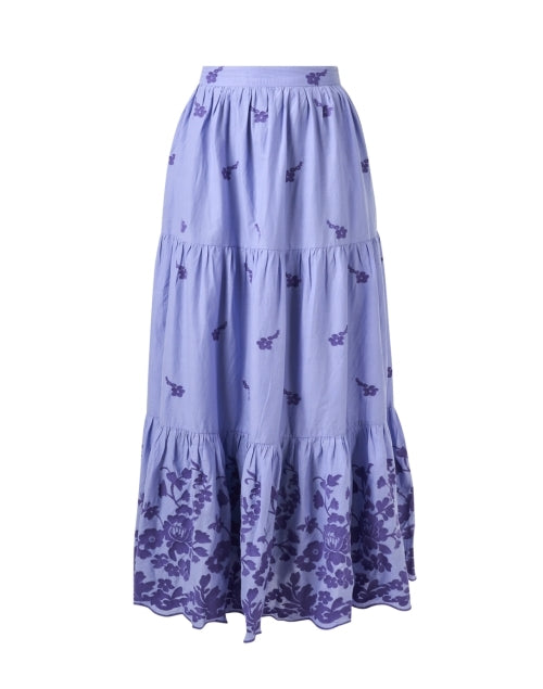 Stylish Paola Purple Floral Embroidered Tiered Skirt