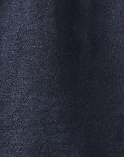 Stylish Navy Floral Embroidered Featherweight Linen Blouse