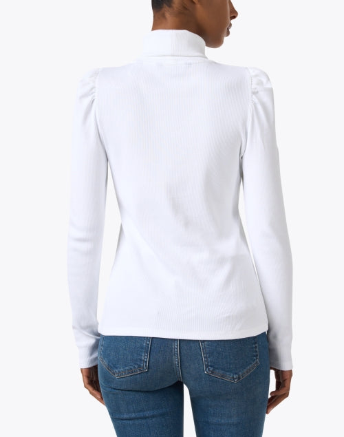 Soft Pima Cotton White Slim-Fit Cedar Turtleneck Top for Cooler Months