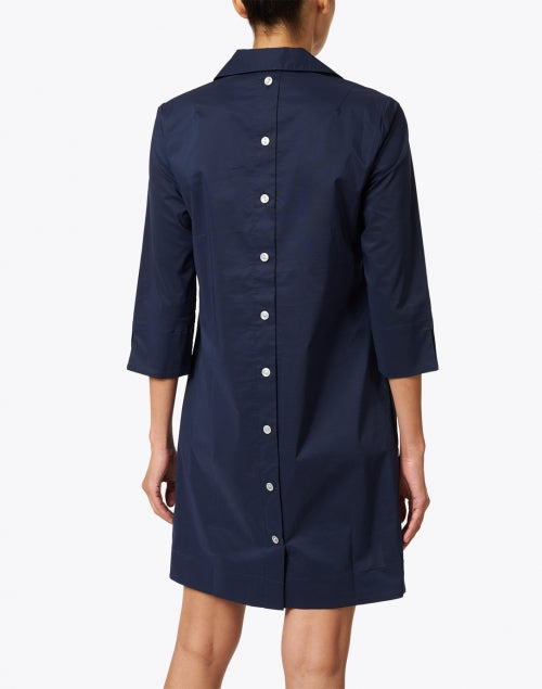 Navy Blue Aileen Stretch Cotton Women's Shirt Dress for Casual Wear