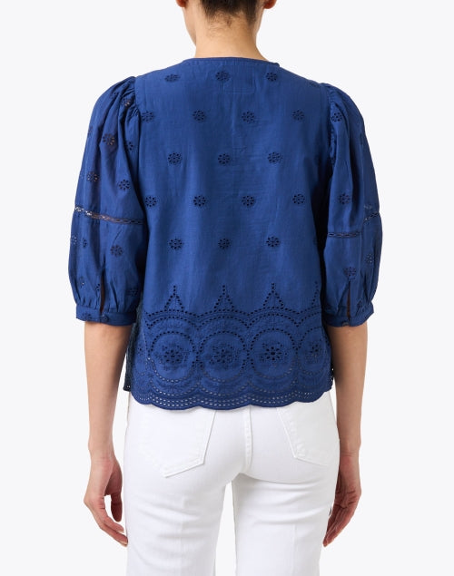 Navy Eyelet Cotton Katie Women's Top for Free - spirited Style