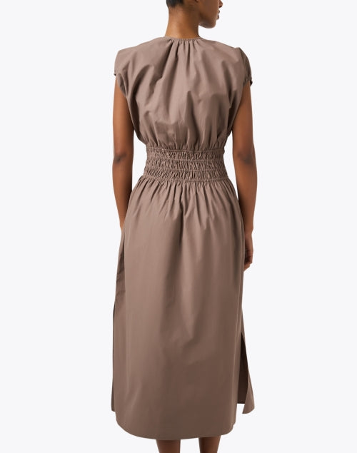 Stylish Mina Taupe Cotton Blend Midi Dress by Brochu Walker