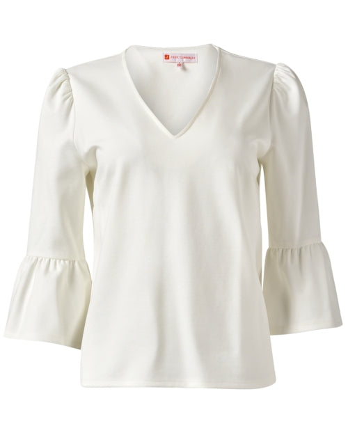 Arabella Women's Stylish Cream Ponte Knit Blouse Top