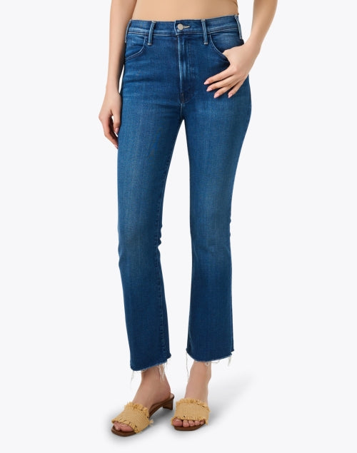 Stylish Stretch Blue Frayed Ankle-Hit Hustler Jeans
