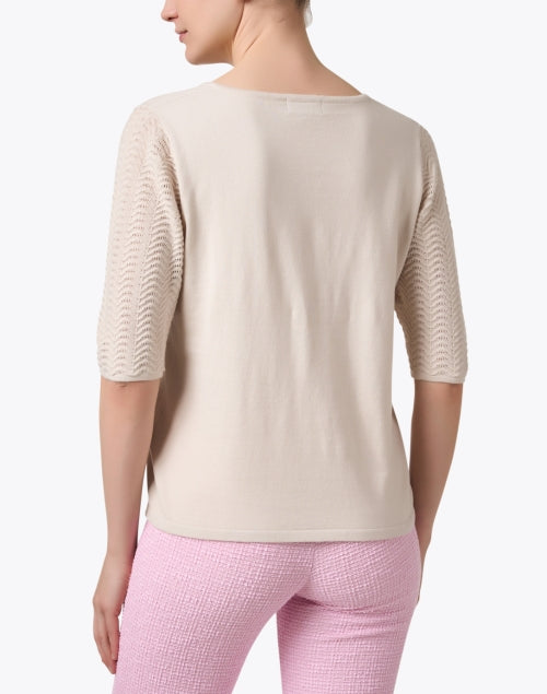 Caroline Beige Delicate Pointelle Knit Sweater for Women