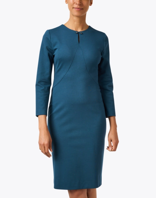 Tamzin Chic Teal Jersey Women's Pencil Dress for Timeless Style