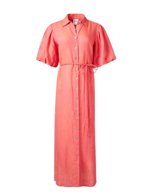 Stylish Peony Pink 100% Linen Maxi Madeline Dress