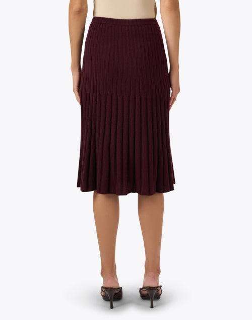 Burgundy Clove-colored Cashmere Pull-on Midi Skirt